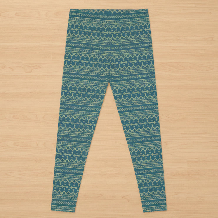 Teal Fair Isle Pattern Leggings