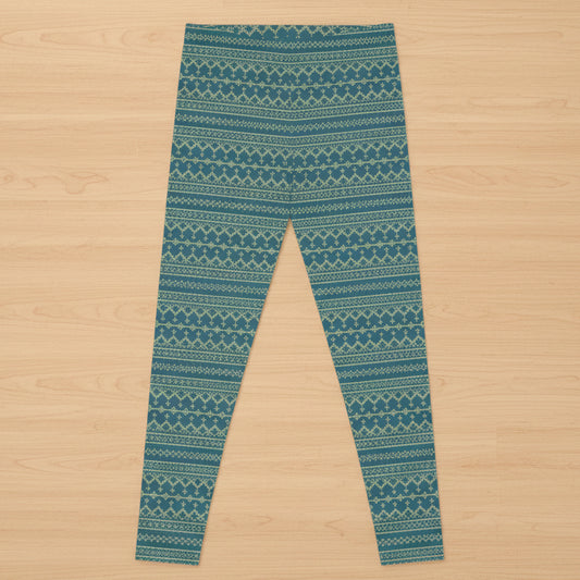 Teal Fair Isle Pattern Leggings
