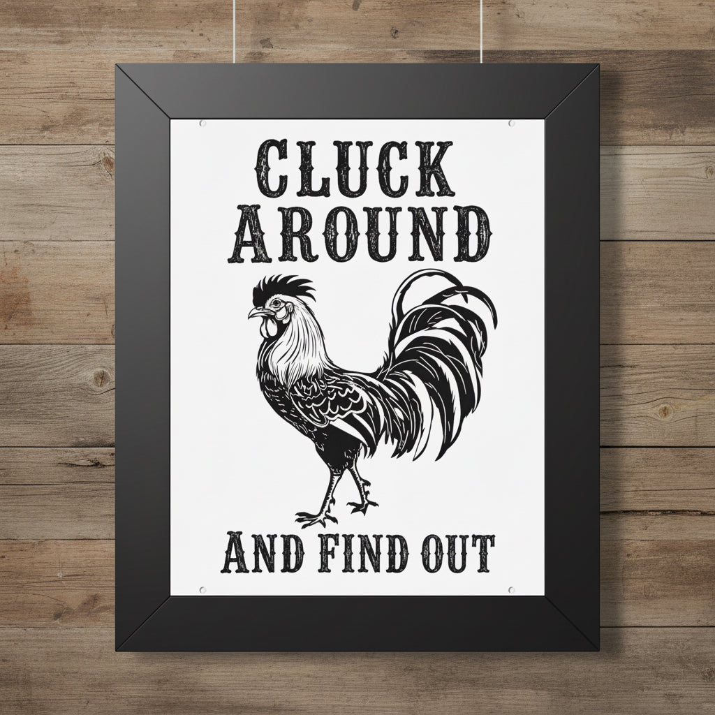 Cluck Around and Find Out Rooster Farmhouse Framed Wall Art