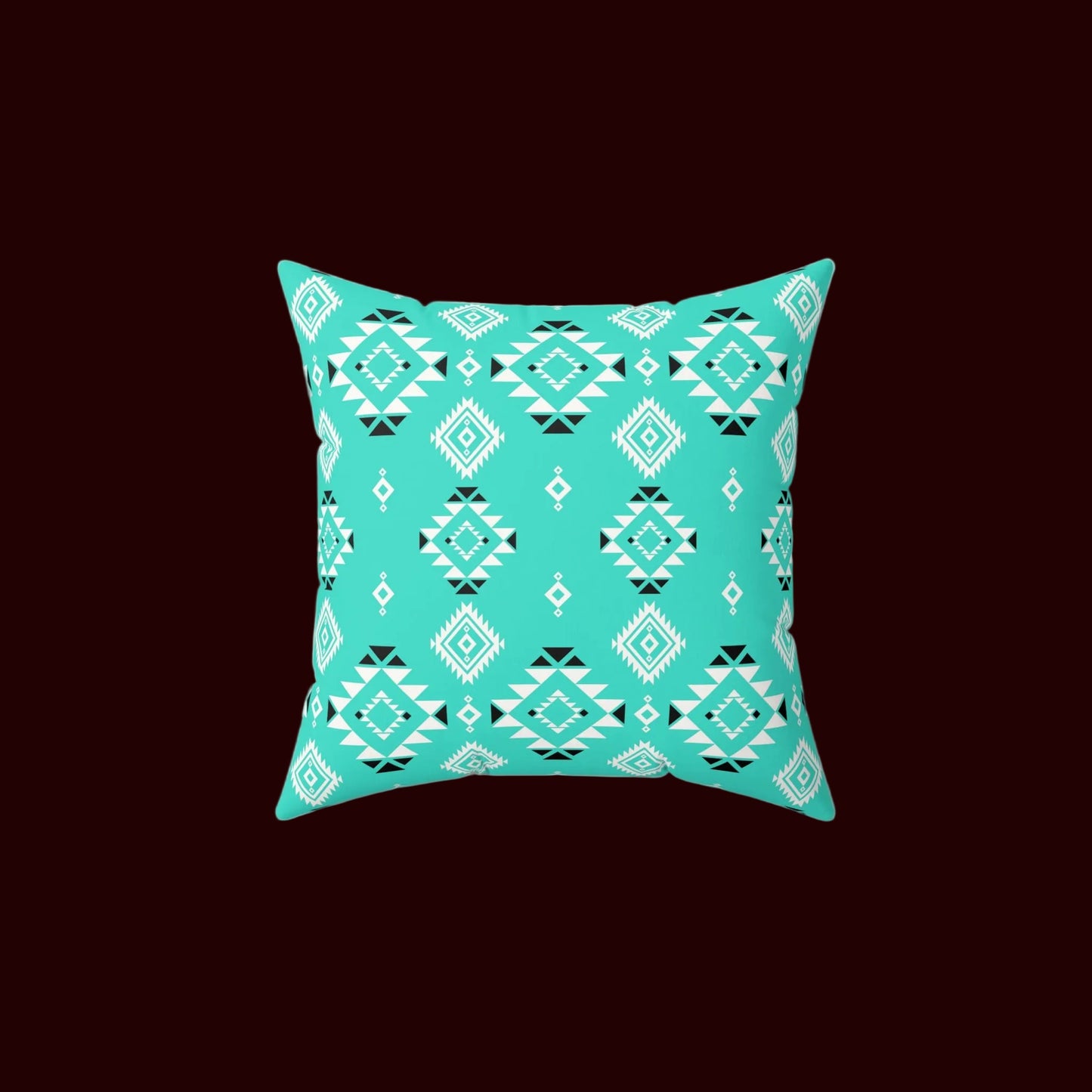 Turquoise Tribal Motif Faux Suede Pillow