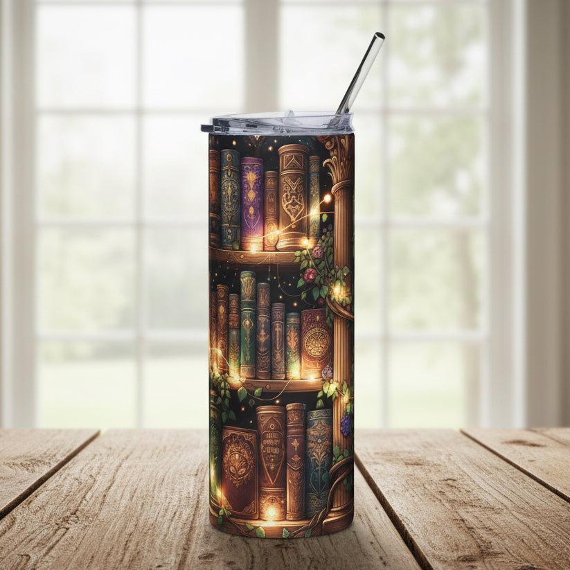 Magical Bookshelf 20oz Stainless Steel Tumbler