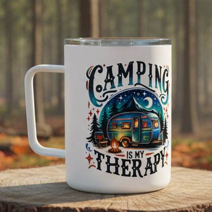 Camping Is My Therapy 10oz Insulated Coffee Mug