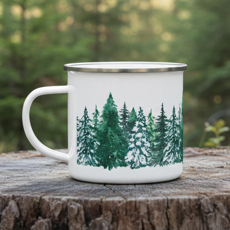 Winter Pine Forest Camping Mug