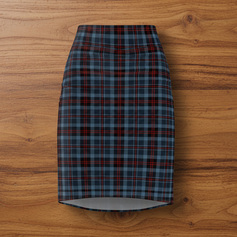 Highland Hearth Blue Plaid Pencil Skirt
