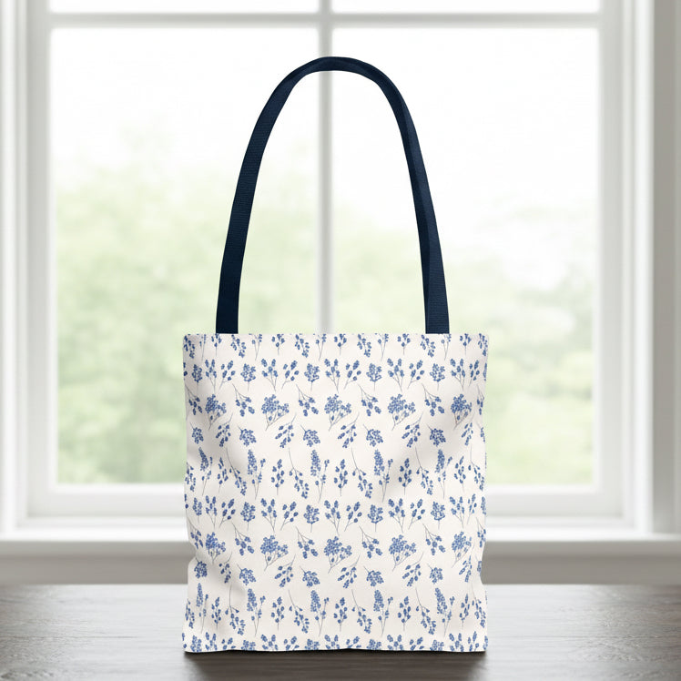Blue Floral Tote Bag