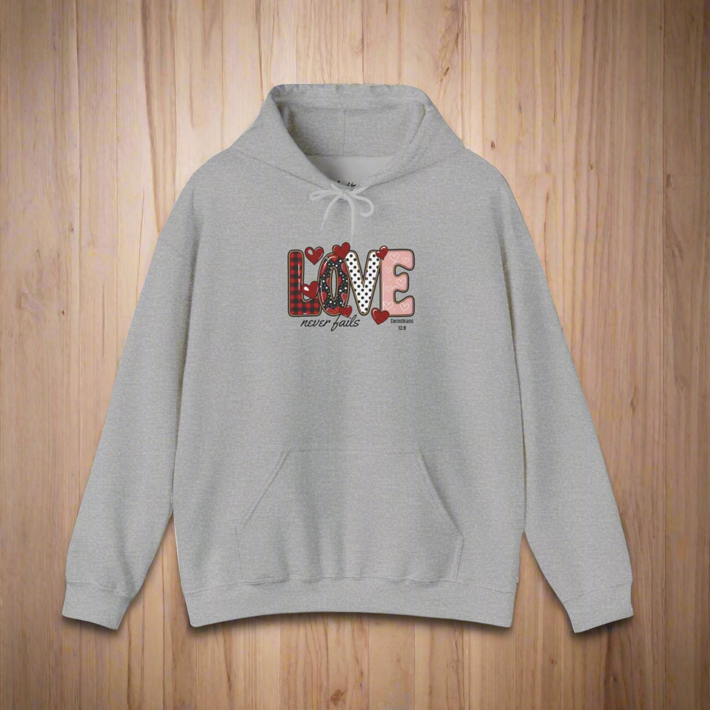 Love Never Fails Valentine’s Day Hoodie