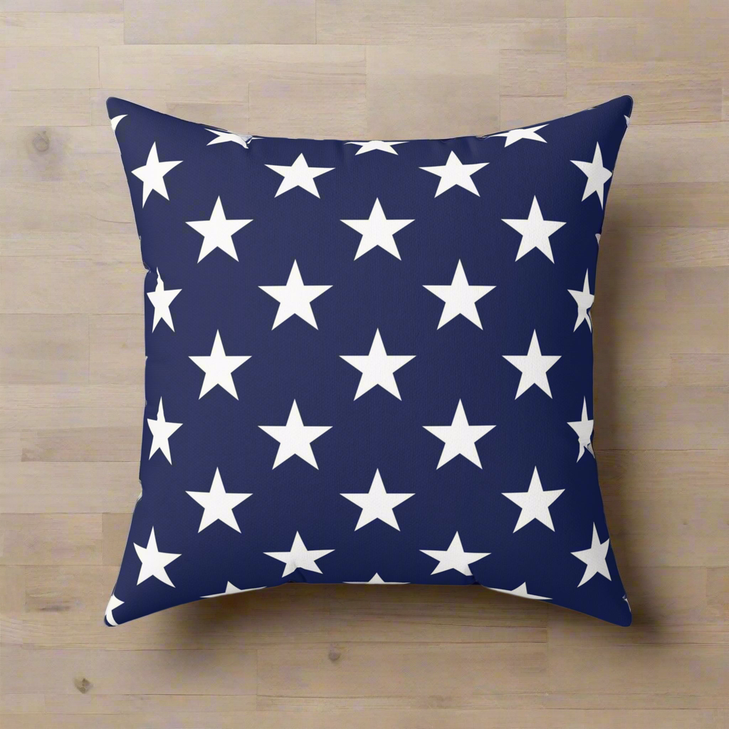 USA Flag Navy Star Faux Suede Pillow