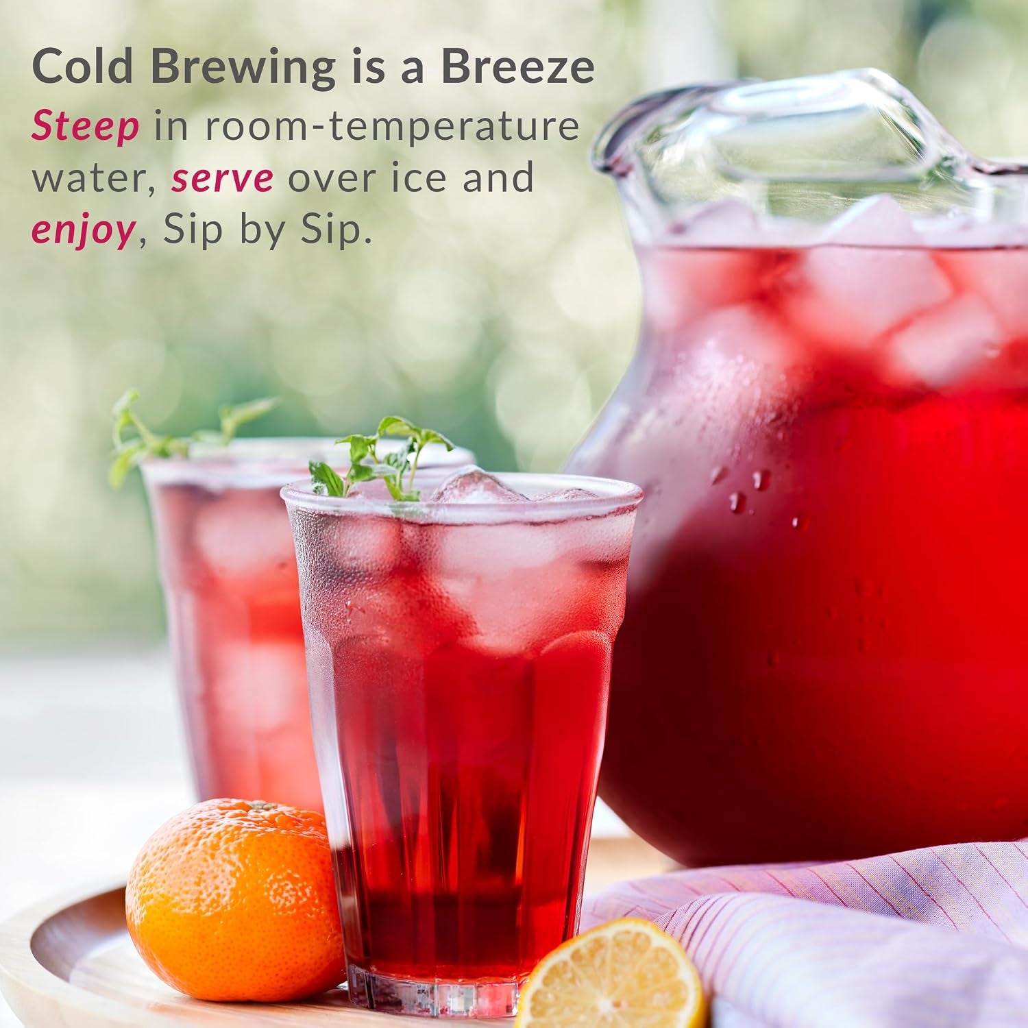 The Republic of Tea Cold Brew Hibiscus Tangerine Yuzu Herbal Iced Tea, 6 Ct | Caffeine Free, Cold Brew Hibiscus with Tangerine and Yuzu Citrus, No Boiling Water Needed