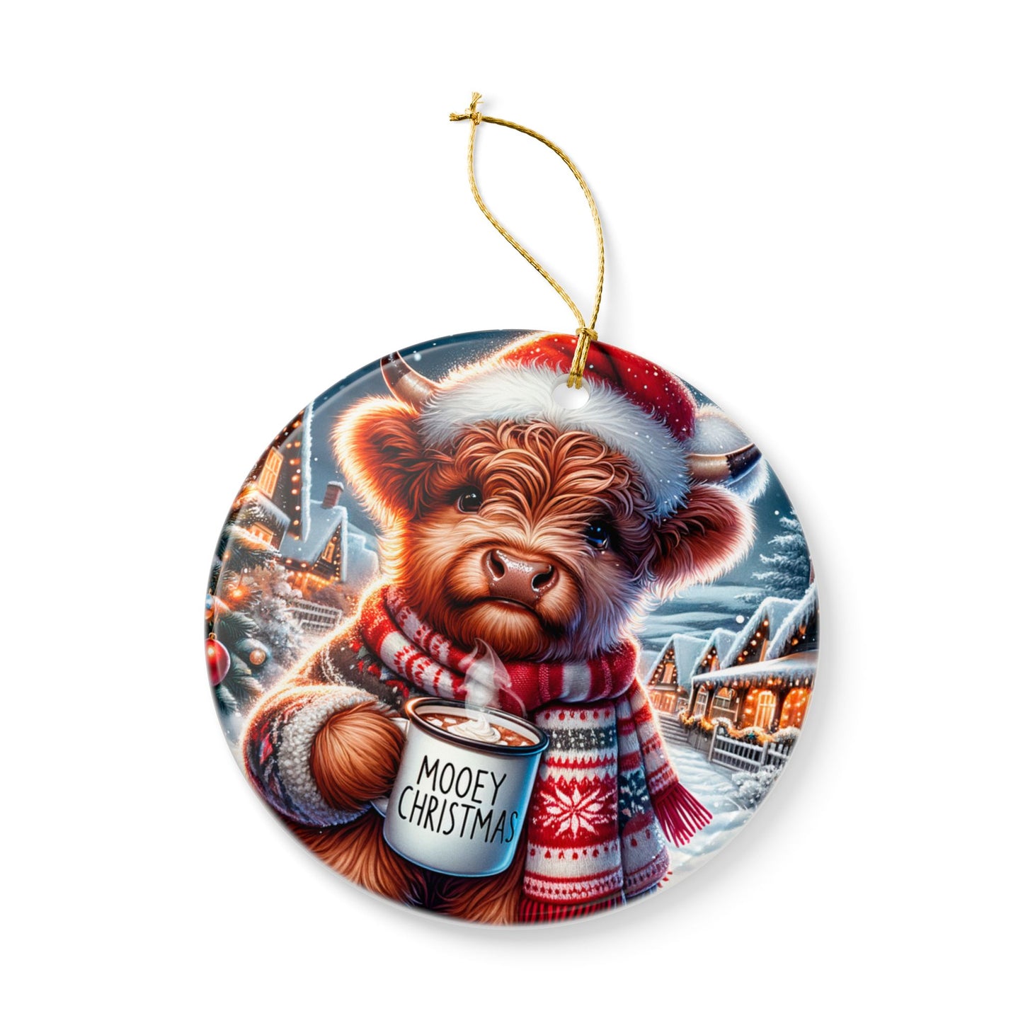 Mooey Christmas Ceramic Ornament