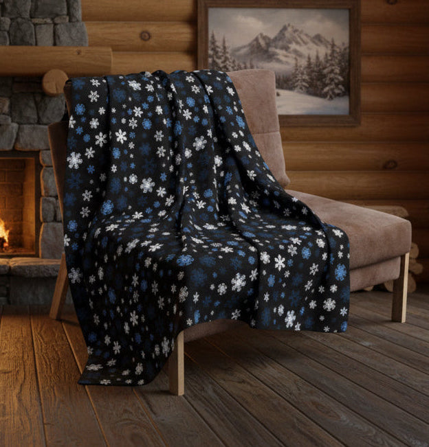 Blue Snowflakes Arctic Fleece Blanket