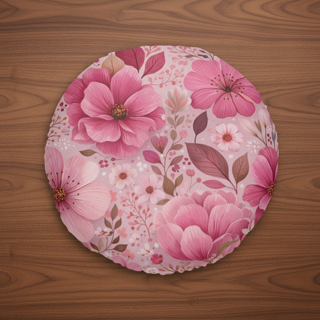 Pink Floral Floor Pillow