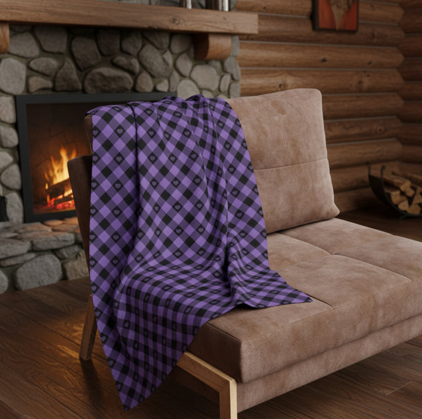 Purple Buffalo Plaid Fleece Blanket