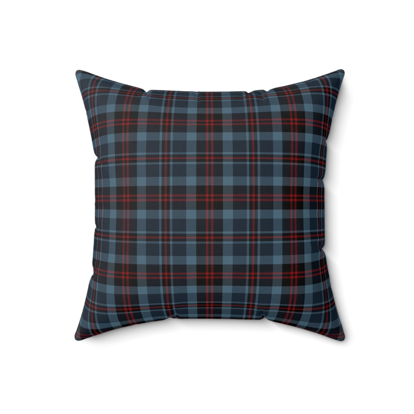 Highland Hearth Blue Plaid Faux Suede Pillow