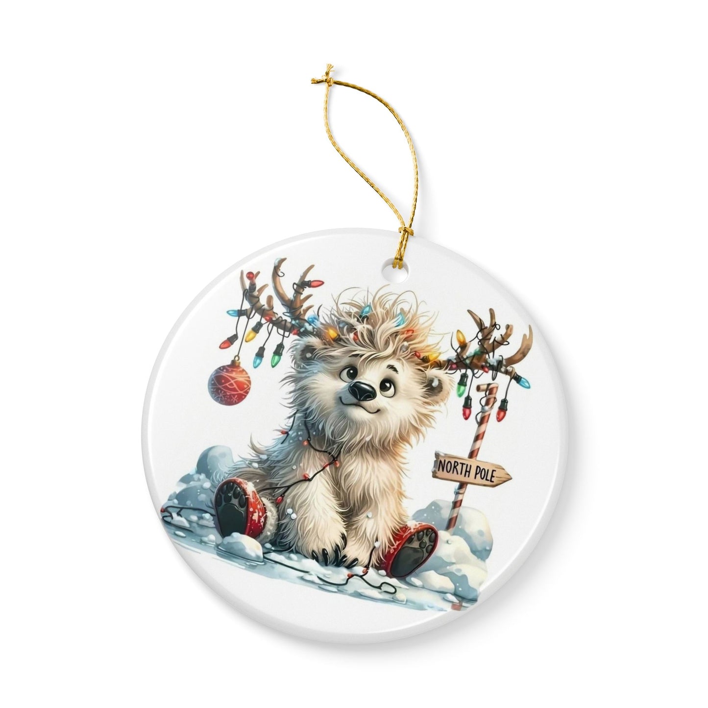 Blizzard the Reindeer Ceramic Christmas Ornament