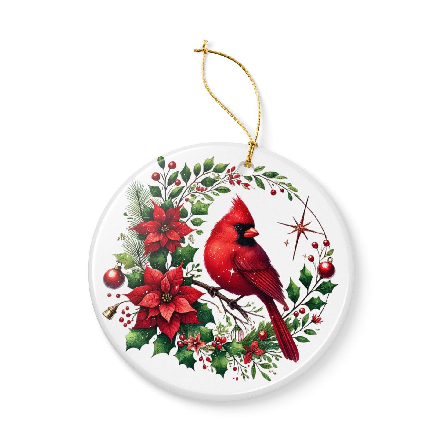 Christmas Cardinal Ceramic Ornament