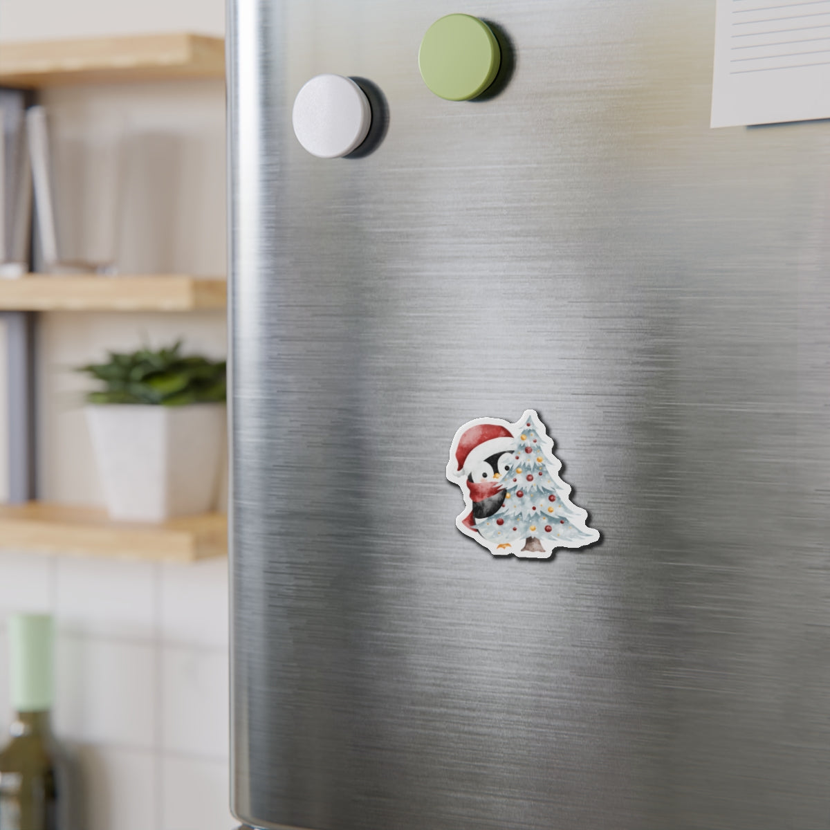 Penguin with Christmas Tree Fridge Magnet