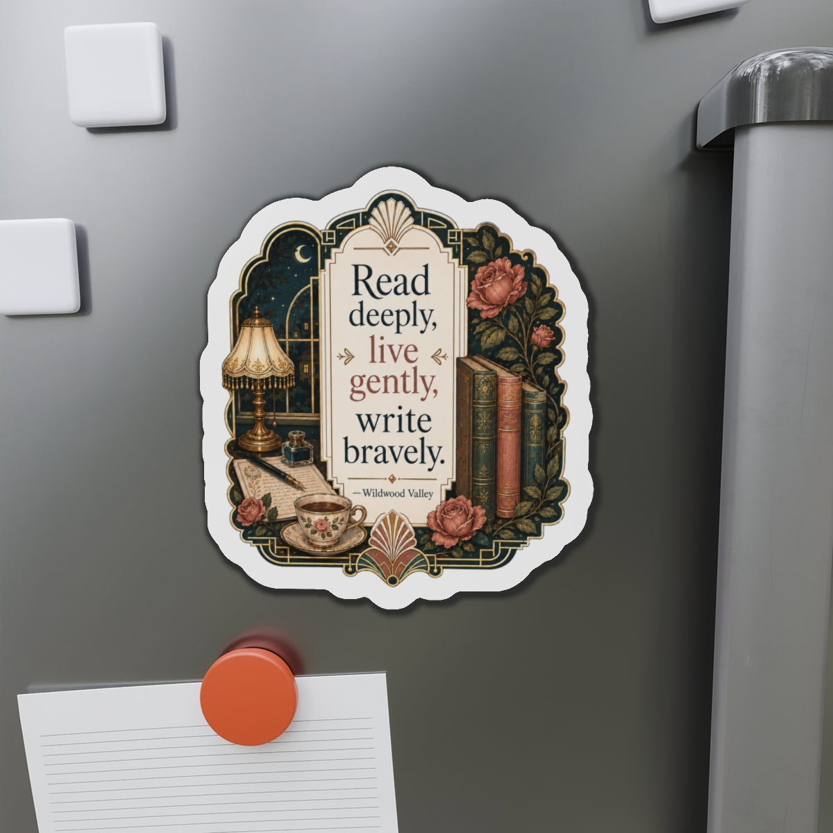 Read Deeply Live Gently Magnet — Literary Vintage Die-Cut Magnet