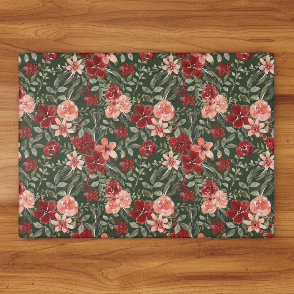 Forest Flowers Glass Cutting Board