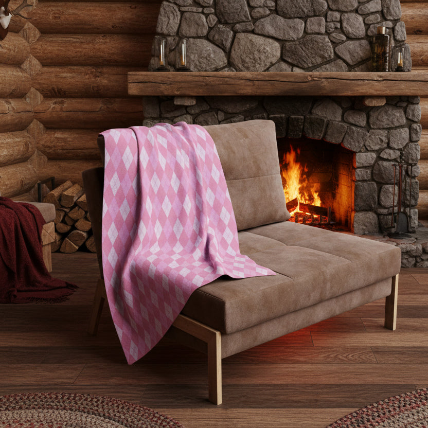 Pink Argyle Fleece Blanket