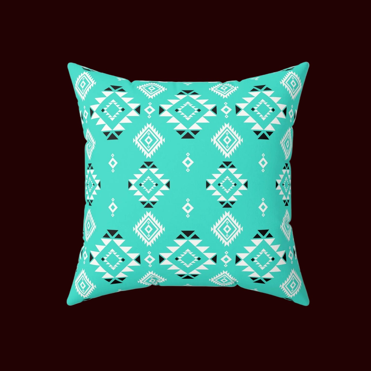 Turquoise Tribal Motif Faux Suede Pillow