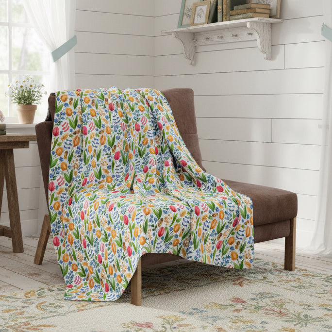 Easter Floral Fleece Throw