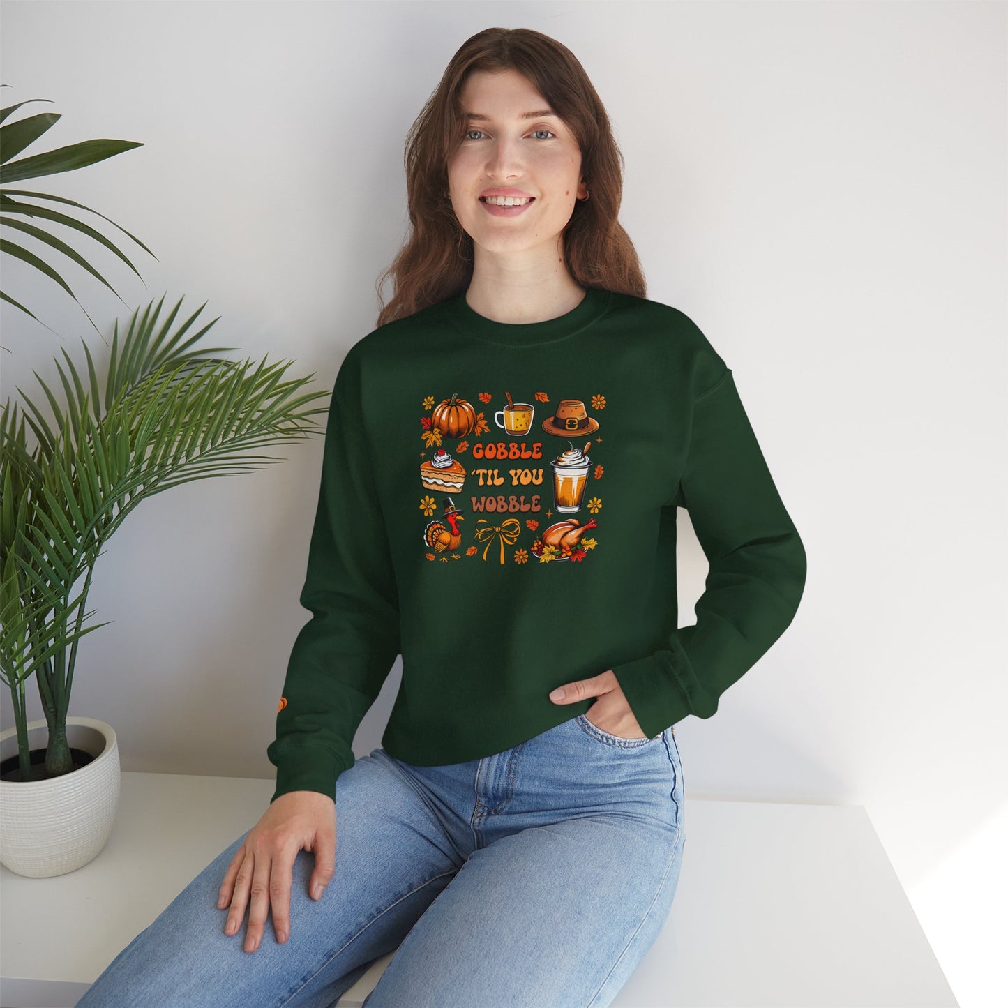 Gobble ’Til You Wobble Thanksgiving Crewneck Sweatshirt