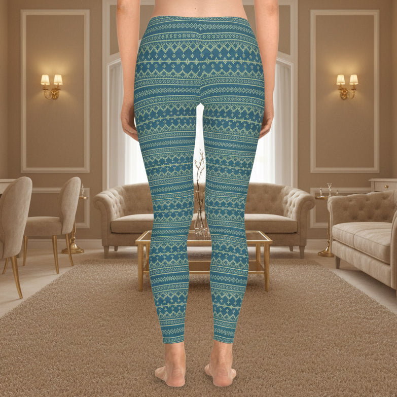 Teal Fair Isle Pattern Leggings