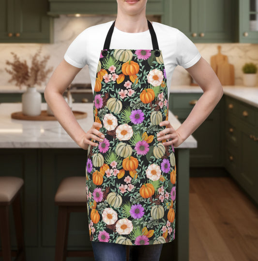 Autumn Pumpkin Floral Apron