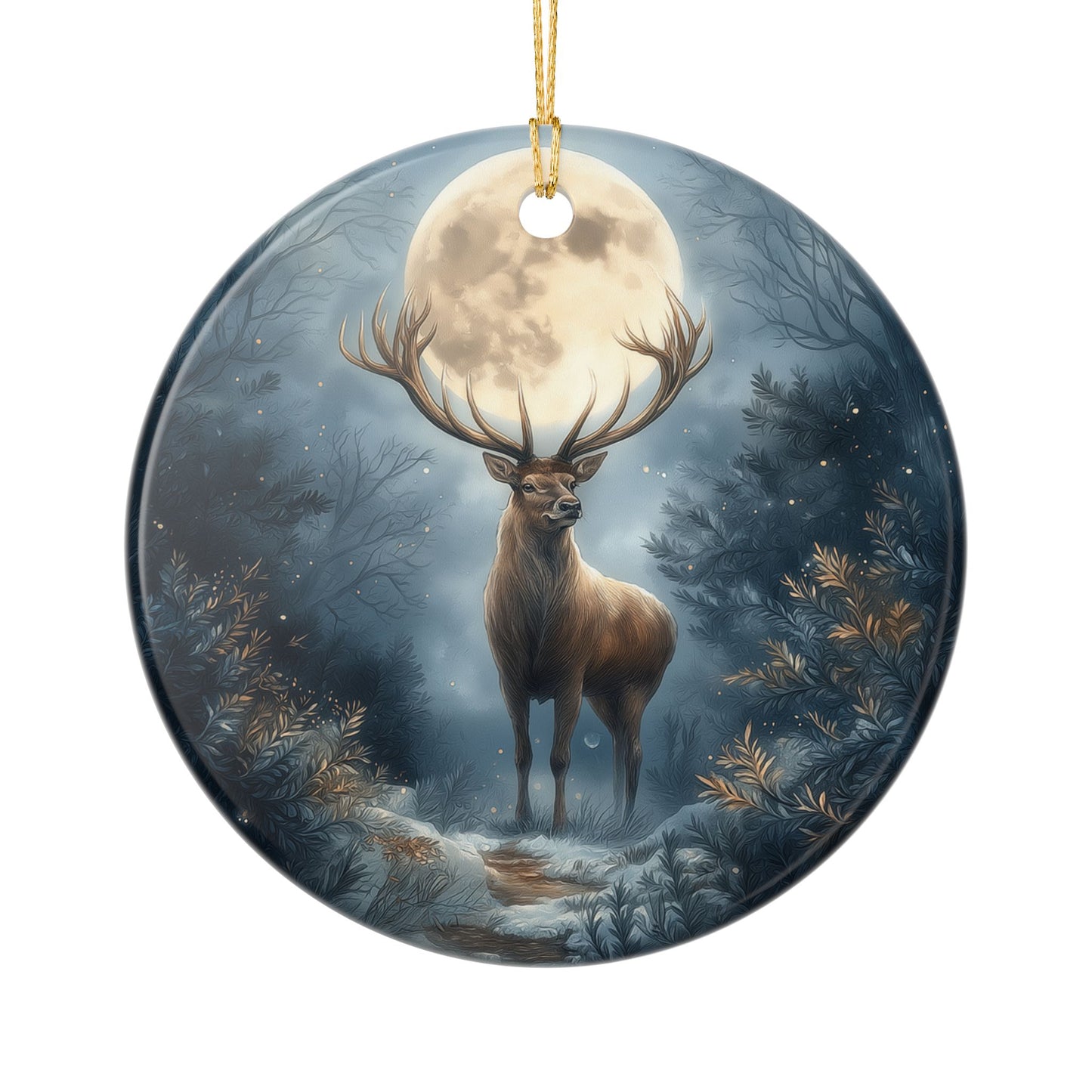 Moonlit Majesty Deer Christmas Ornament