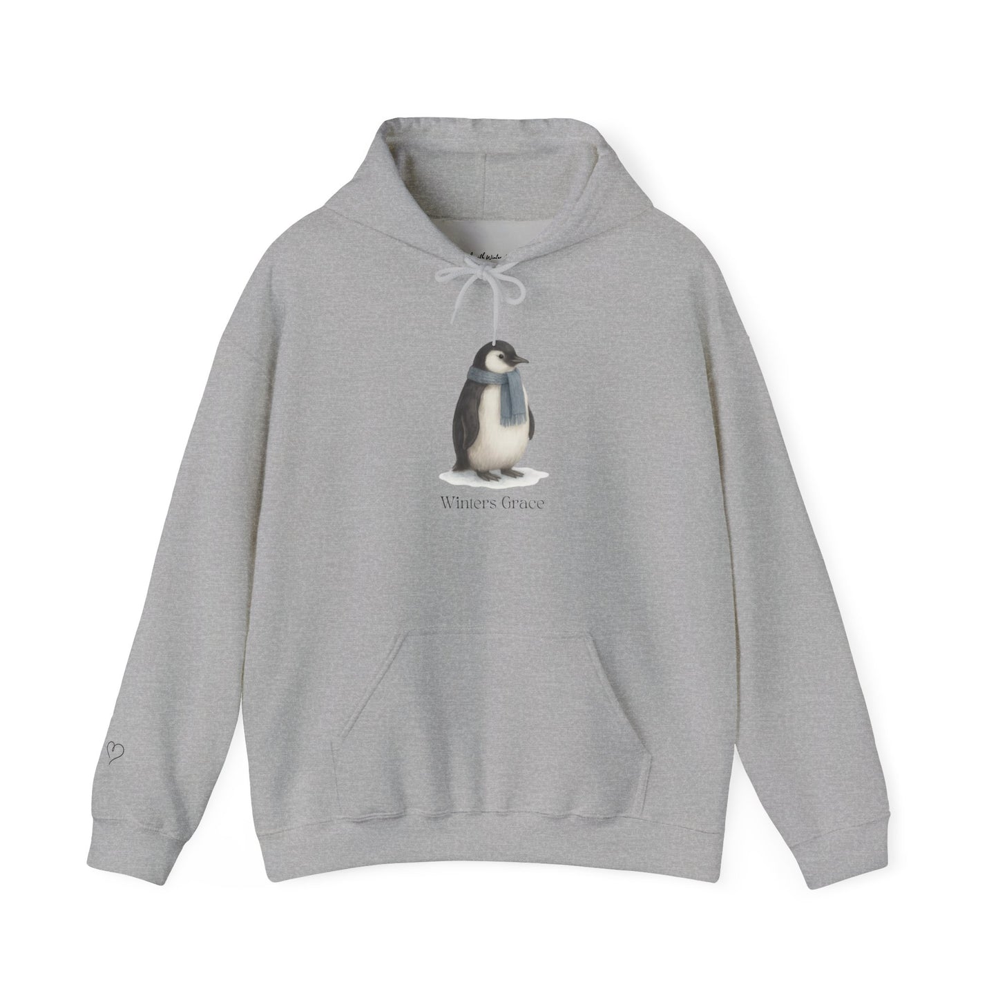 Winter's Grace Penguin Hoodie w/ heart sleeve accent