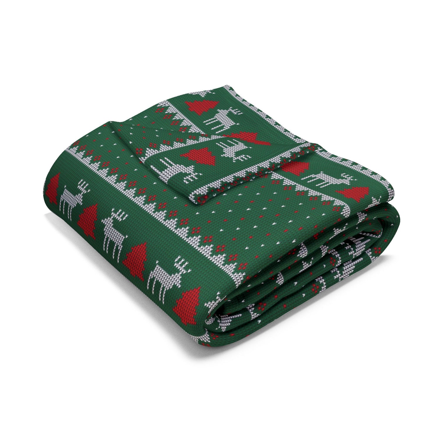 Fair Isle Reindeer Christmas Holiday Fleece Blanket