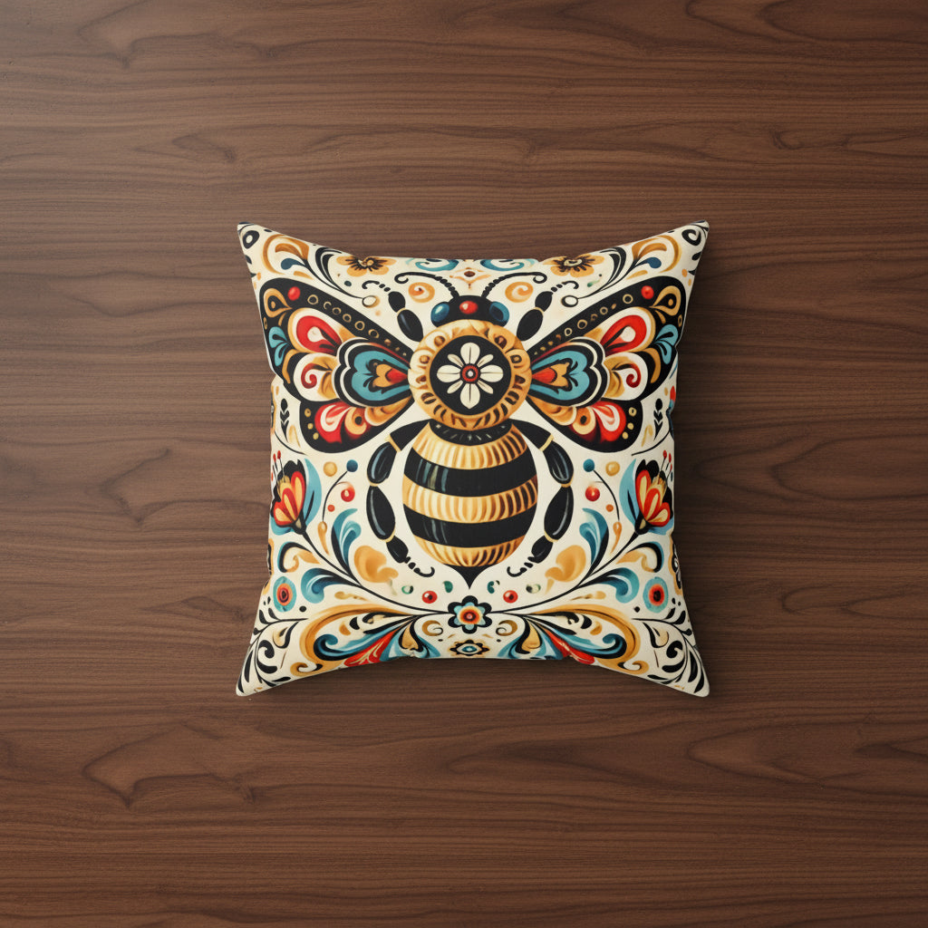Boho Bee Faux Suede Pillow
