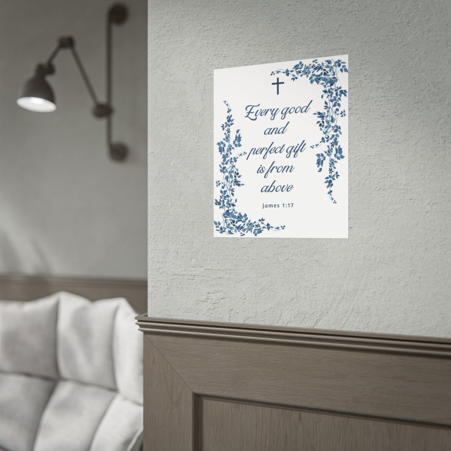 Every good and perfect gift is from above (James 1:17) Floral Scripture Wall Art | Christian Home Decor