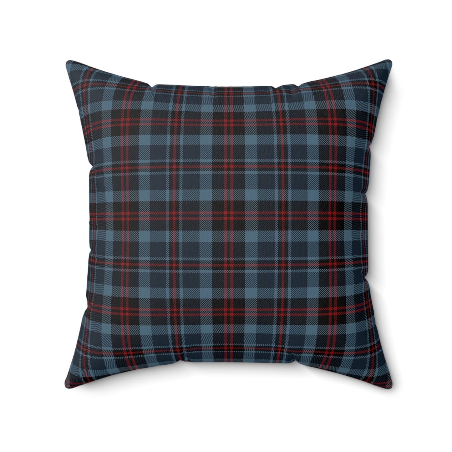 Highland Hearth Blue Plaid Faux Suede Pillow