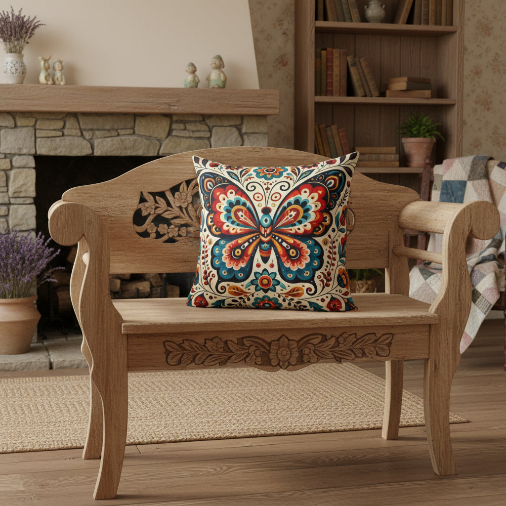 Boho Butterfly Faux Suede Pillow