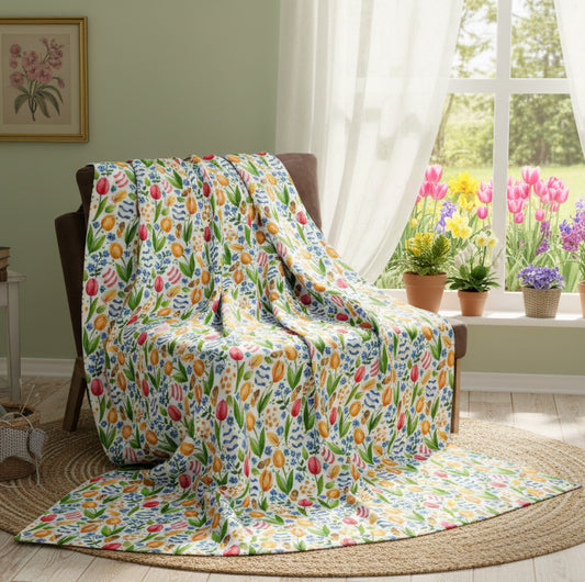 Easter Floral Fleece Throw