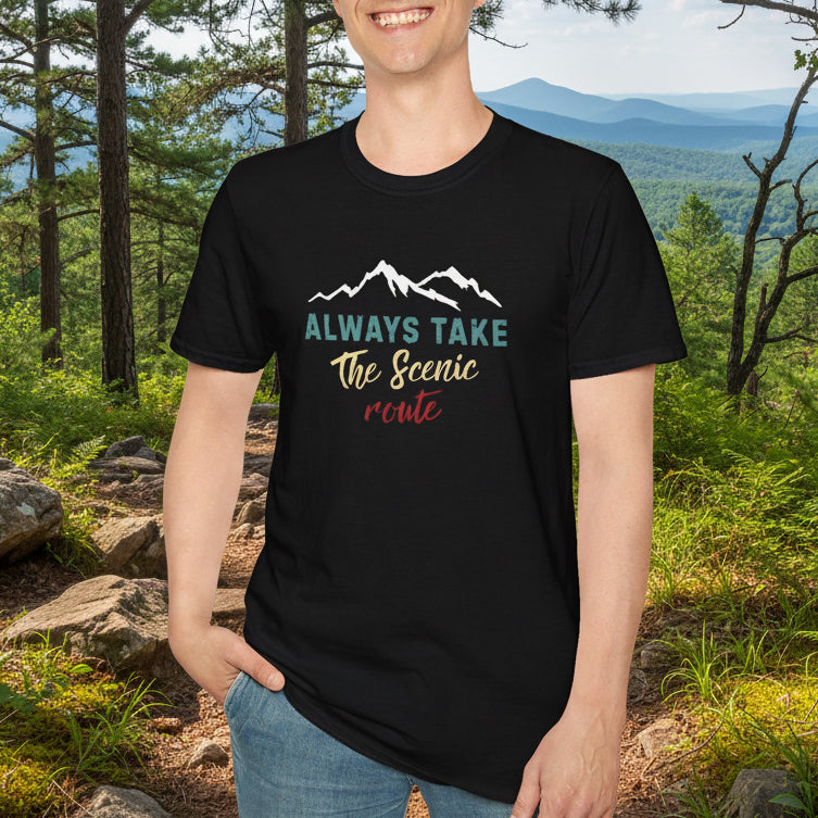 Always Take The Scenic Route Mountain Travel Tee