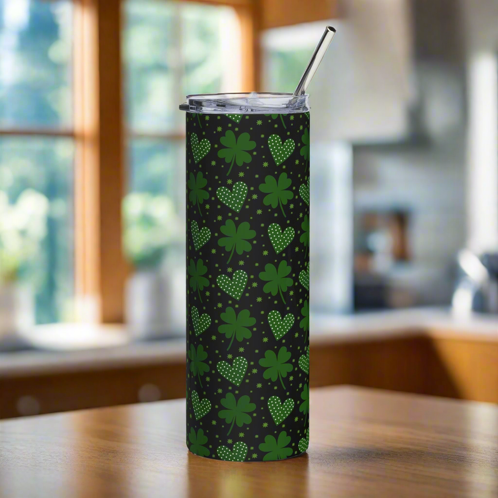St. Patrick’s Four Leaf Clovers & Hearts 20oz Stainless Steel Tumbler