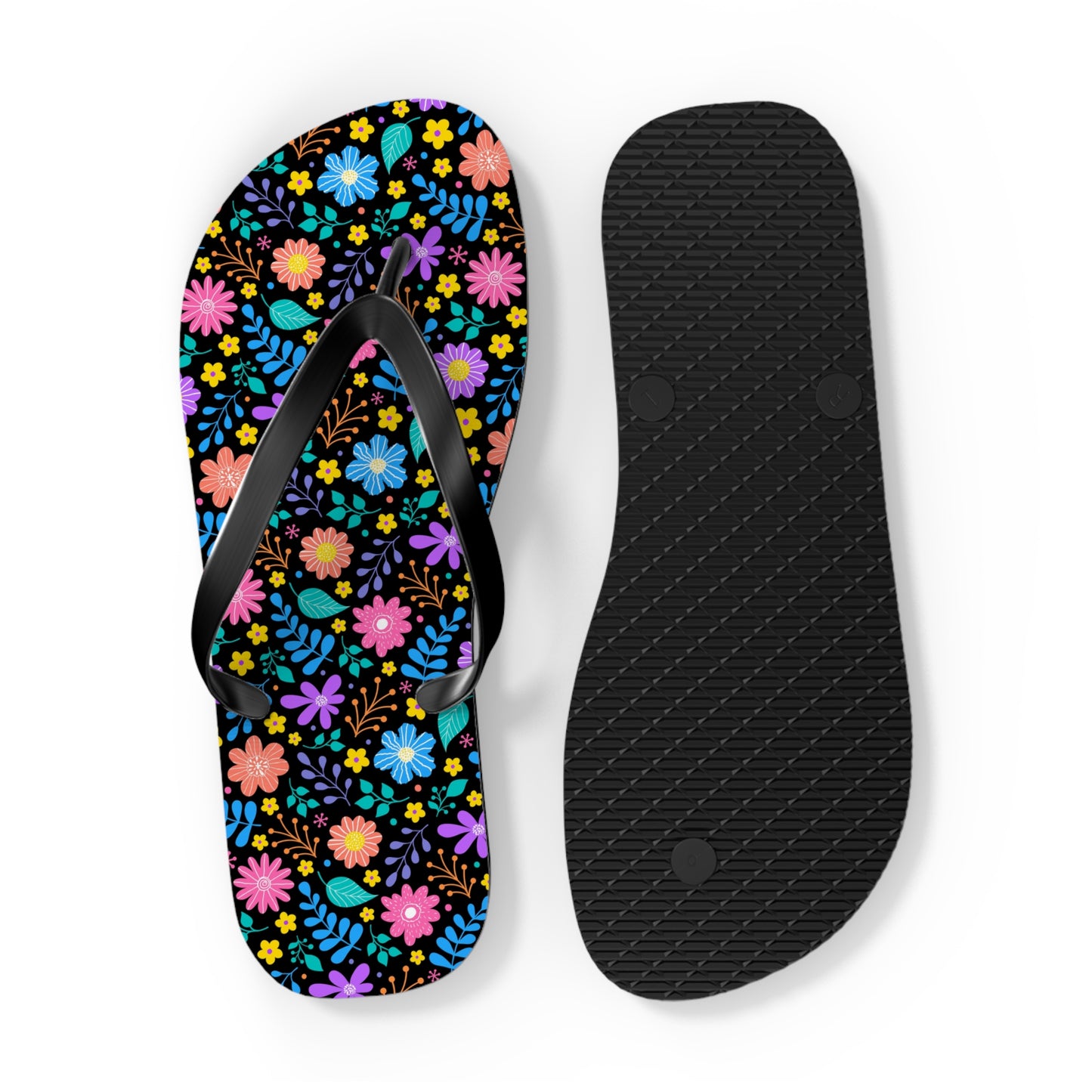 Floral Pattern Flip Flops — Bright Spring Garden Beach Sandals