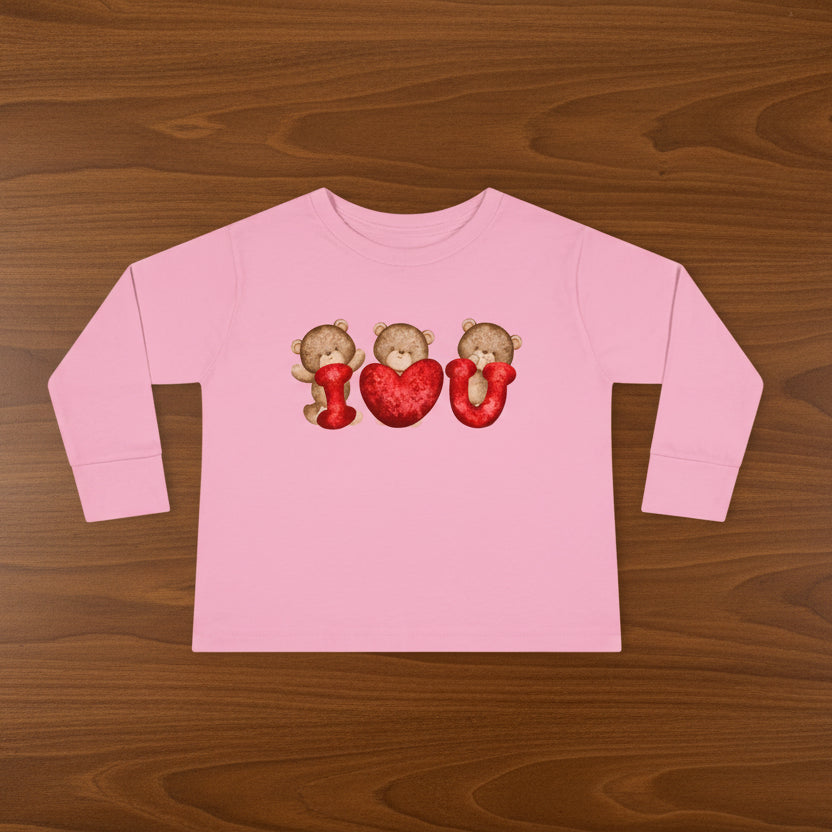 Toddler I ❤️ U  Valentine Bear Long Sleeve Shirt