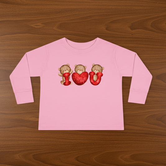 Toddler I ❤️ U  Valentine Bear Long Sleeve Shirt