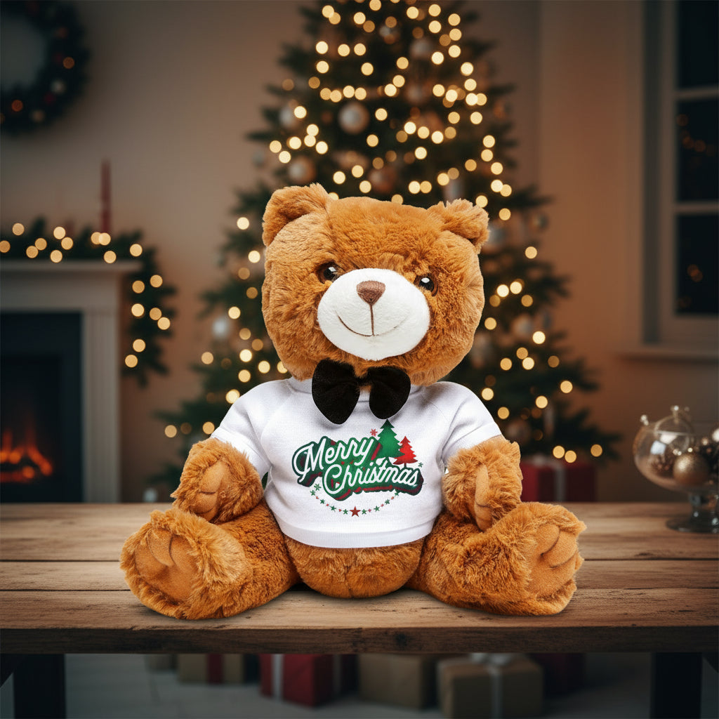 Merry Christmas Teddy Bear with Bow Tie – Holiday Teddy Bear Gift