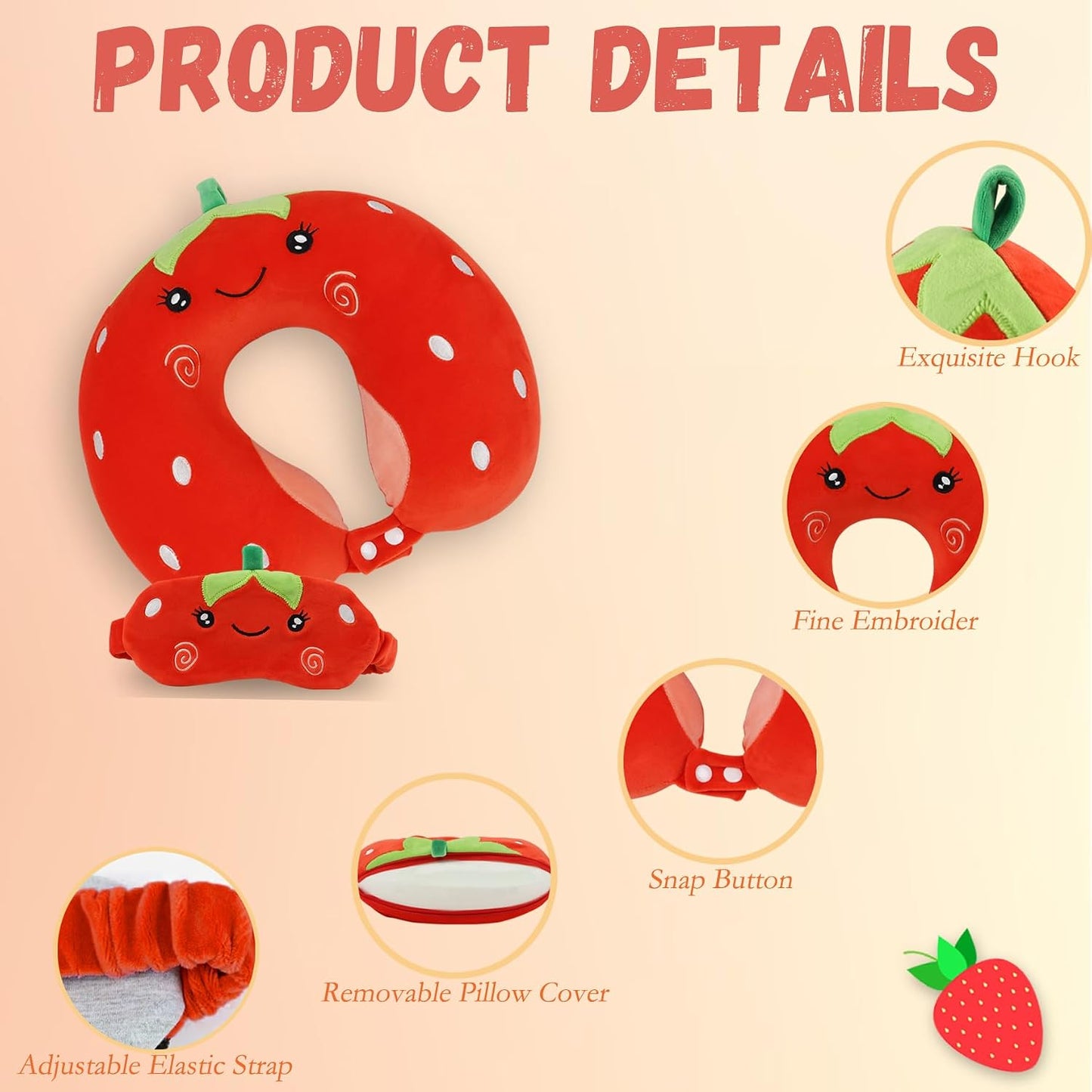 Kids Neck Pillow for Travel with Sleep Eye Mask | Memory Foam Flight Sleeping Headrest Pillow 