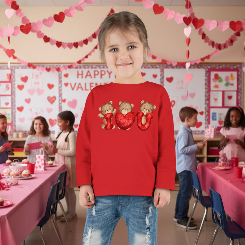 Toddler I ❤️ U  Valentine Bear Long Sleeve Shirt
