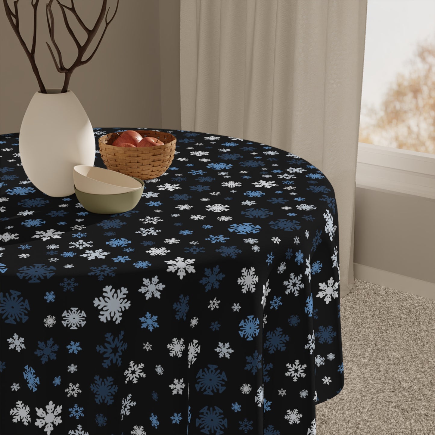 Blue Snowflakes Tablecloth