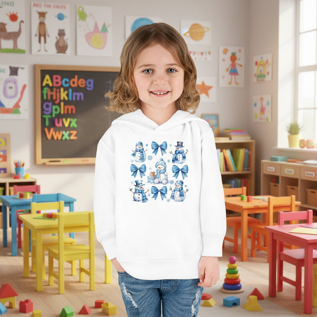 Toddler Blue Winter Bow & Snowman Hoodie