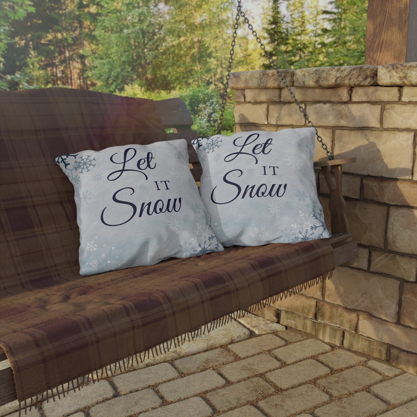 Let It Snow Snowflake Throw Pillow