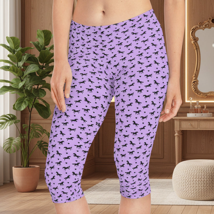 Horses & Hearts Lilac Capri Leggings