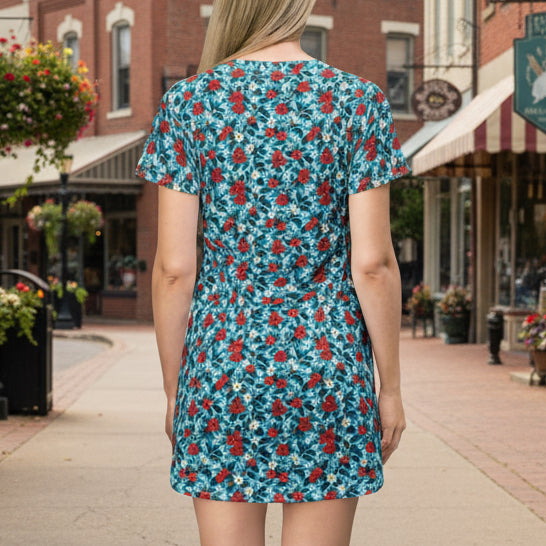 Wildwood Valley Blue Blossom T-Shirt Dress