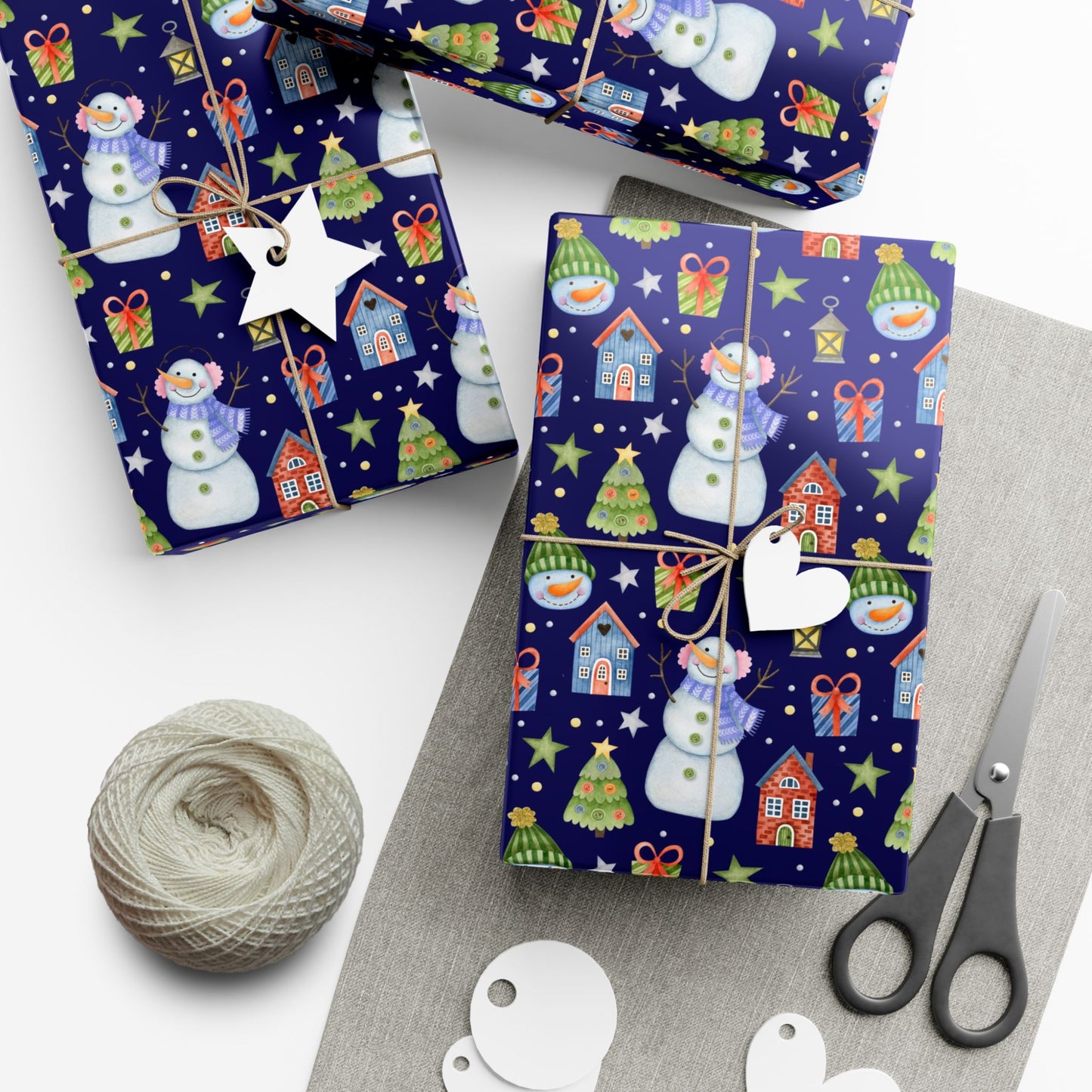 Snowman Village Christmas Gift Wrap